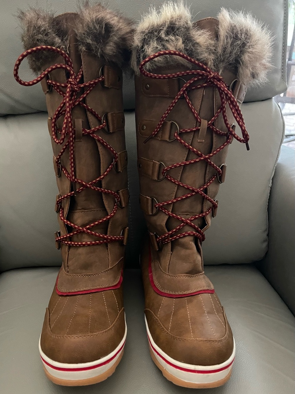 NWT Lane Bryant Tall Wide-Calf Faux-Fur Trim Women's Winter Boots, Size 12W